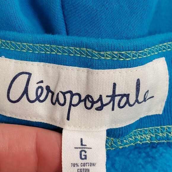 Vintage Aeropostale Womens Y2K Low Rise Sweatpants Size L Blue Spellout 90S - Picture 4 of 16